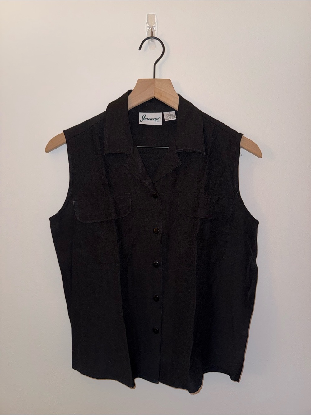 Vintage Joanna Black Women's Blouse - Tailored Collar Top